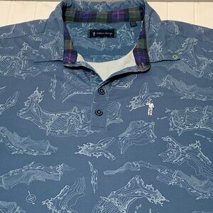 William Murray Blue Printed Golf Polo Shirt